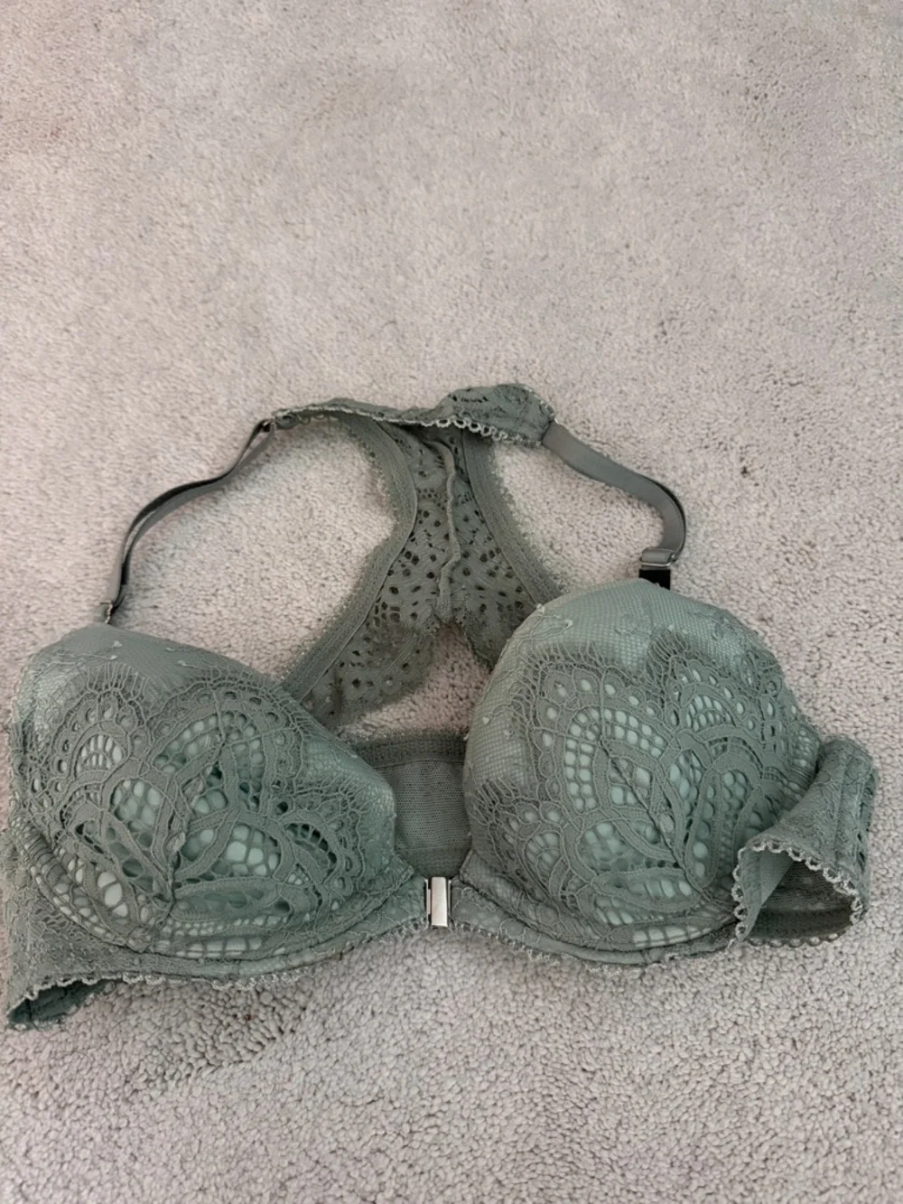Brand New Victoria's Secret Sage Lace Racerback Push-Up Bra - Picture 1 of 2
